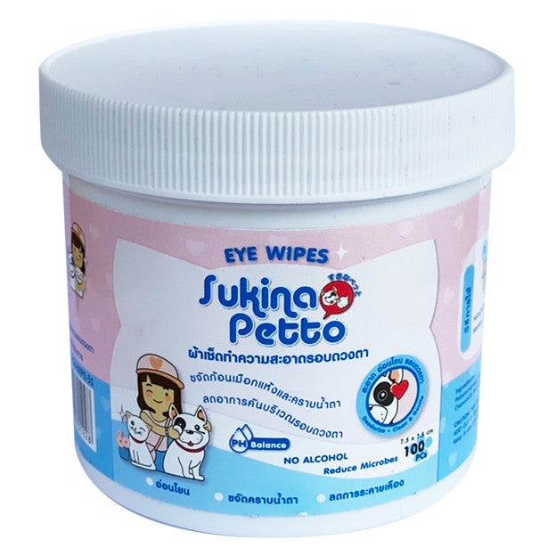 Sukina Petto Eye Wipes แผ่นเช็ดตา ทำความสะอาดหู คราบฟัน 100 แผ่น