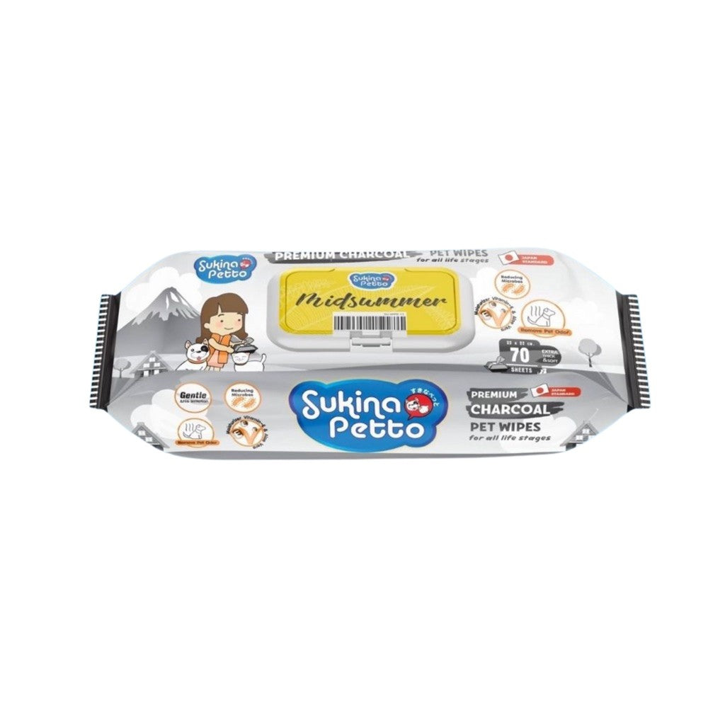 Sukina Petto Pet Wipes ผ้าเปียกเช็ดทำความสะอาดสัตว์ 70 แผ่น