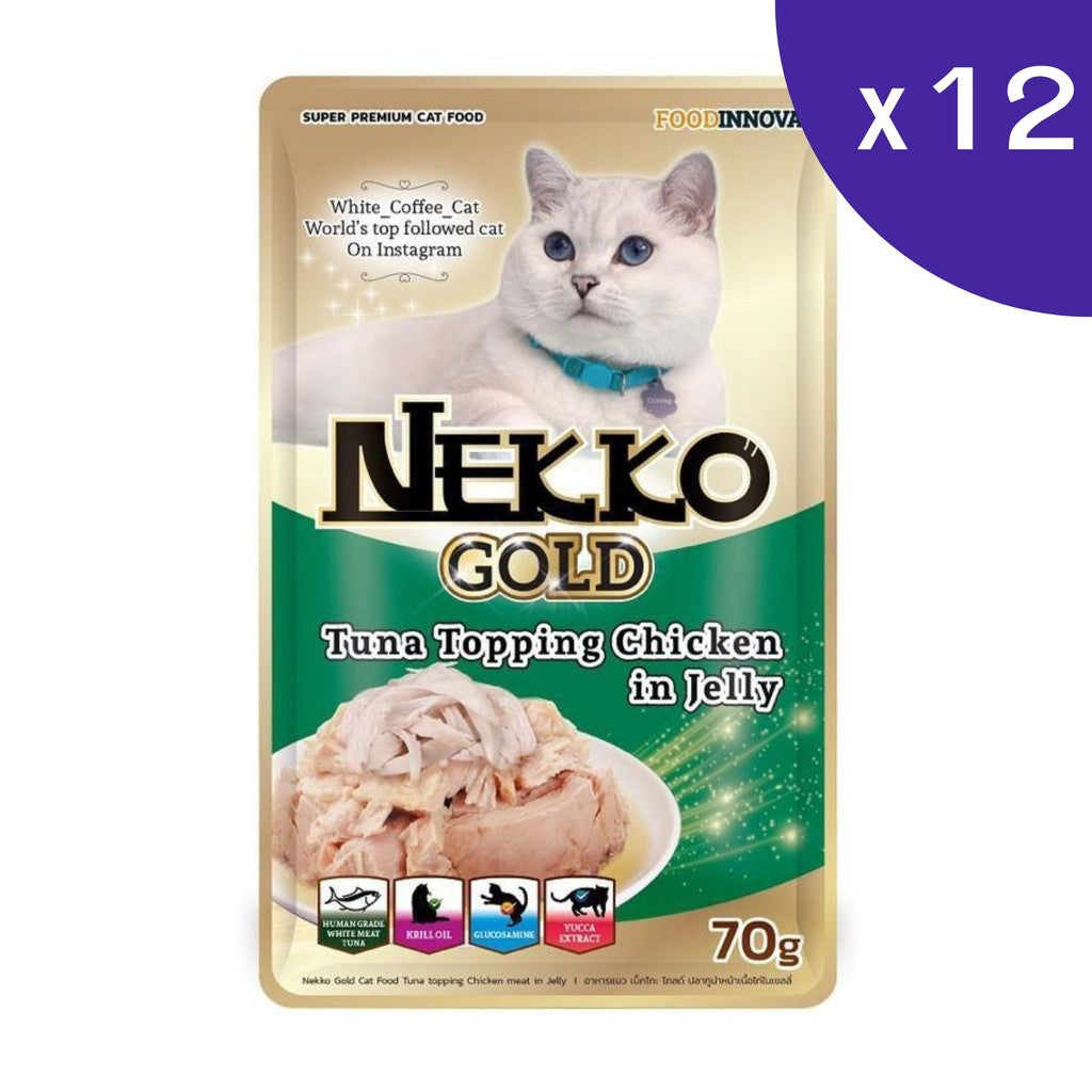 Nekko Gold อาหารแมวเปียกสำหรับแมว เกรด Premium ขนาด 70gx12