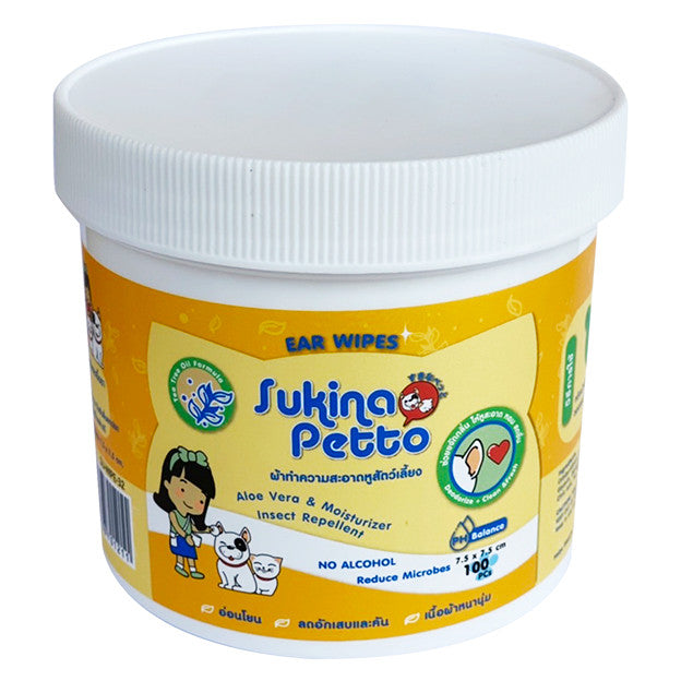 Sukina Petto Eye Wipes แผ่นเช็ดตา ทำความสะอาดหู คราบฟัน 100 แผ่น