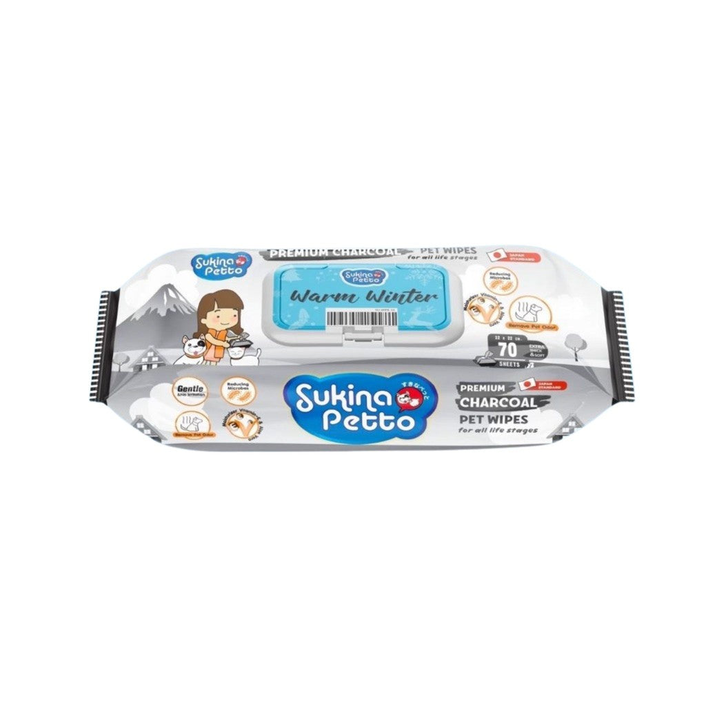 Sukina Petto Pet Wipes ผ้าเปียกเช็ดทำความสะอาดสัตว์ 70 แผ่น