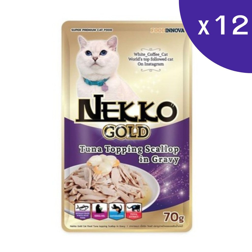 Nekko Gold อาหารแมวเปียกสำหรับแมว เกรด Premium ขนาด 70gx12