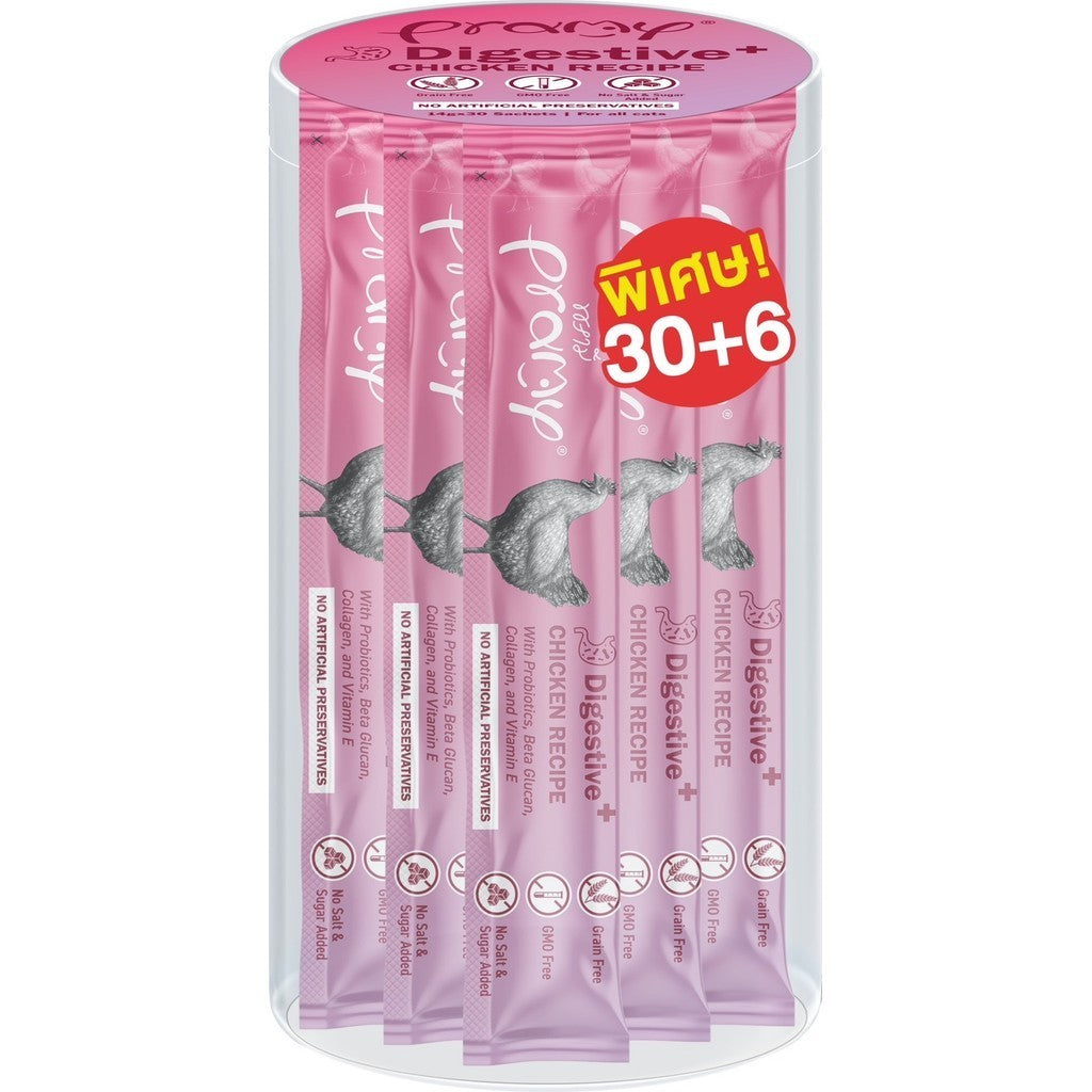 Pramy Smooties พรามี่ สมู้ทตี้ ขนมแมวเลียกระปุกใส Human Grade ขนาด 14g x 36 ซอง