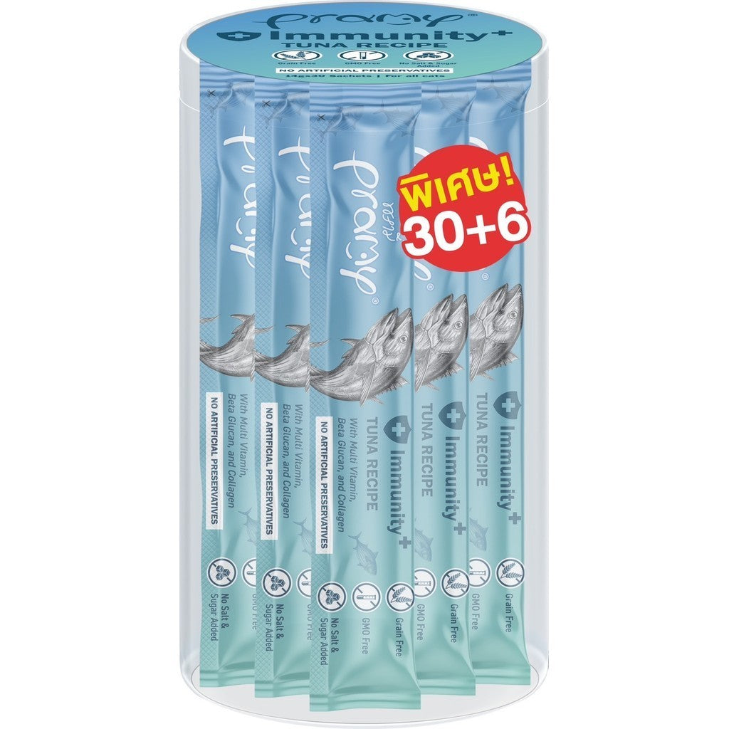 Pramy Smooties พรามี่ สมู้ทตี้ ขนมแมวเลียกระปุกใส Human Grade ขนาด 14g x 36 ซอง