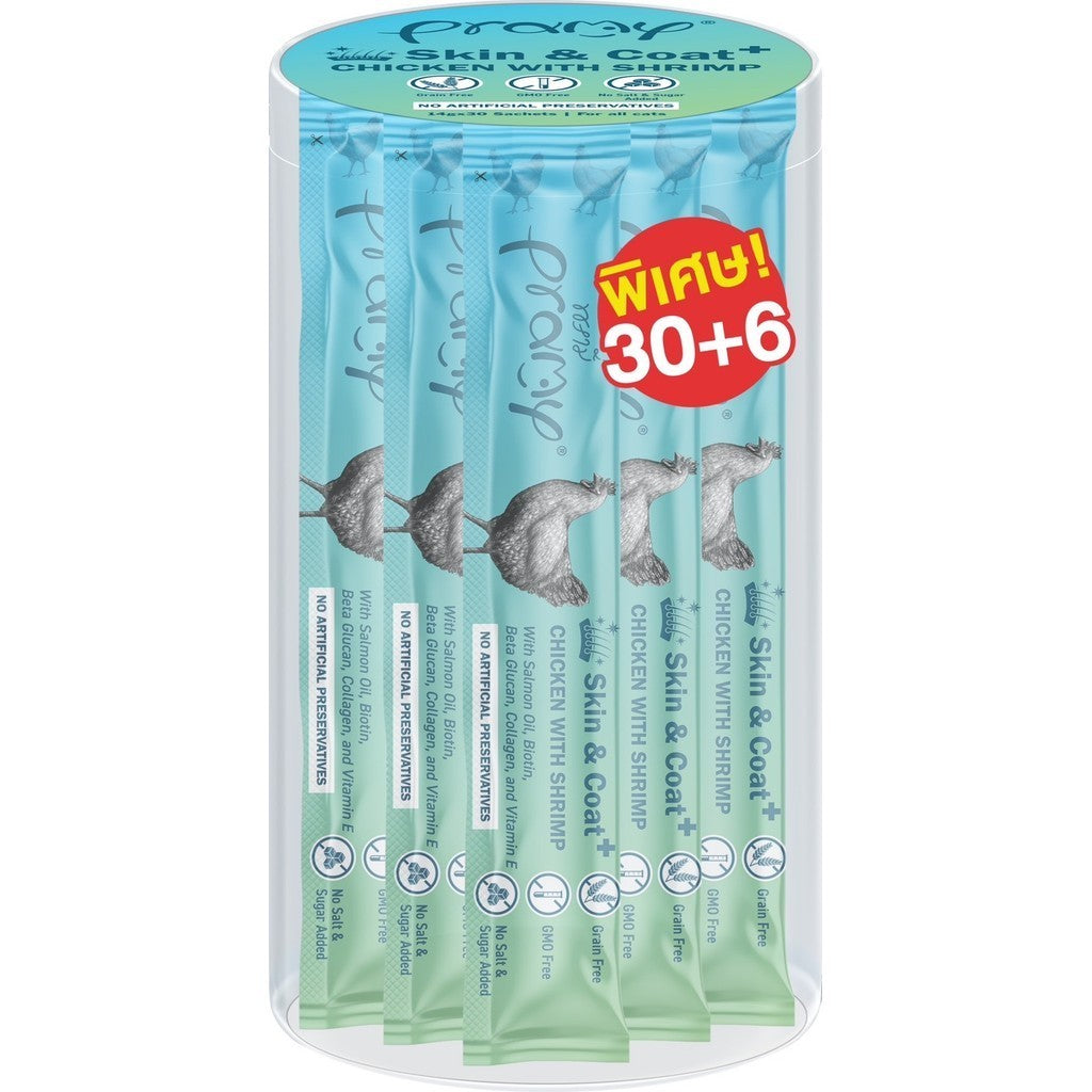Pramy Smooties พรามี่ สมู้ทตี้ ขนมแมวเลียกระปุกใส Human Grade ขนาด 14g x 36 ซอง