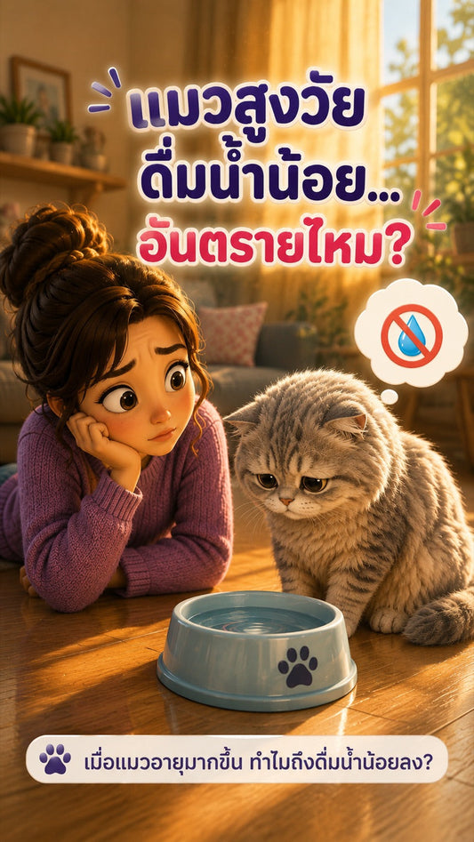แมวสูงวัยดื่มน้ำน้อย อันตรายไหม