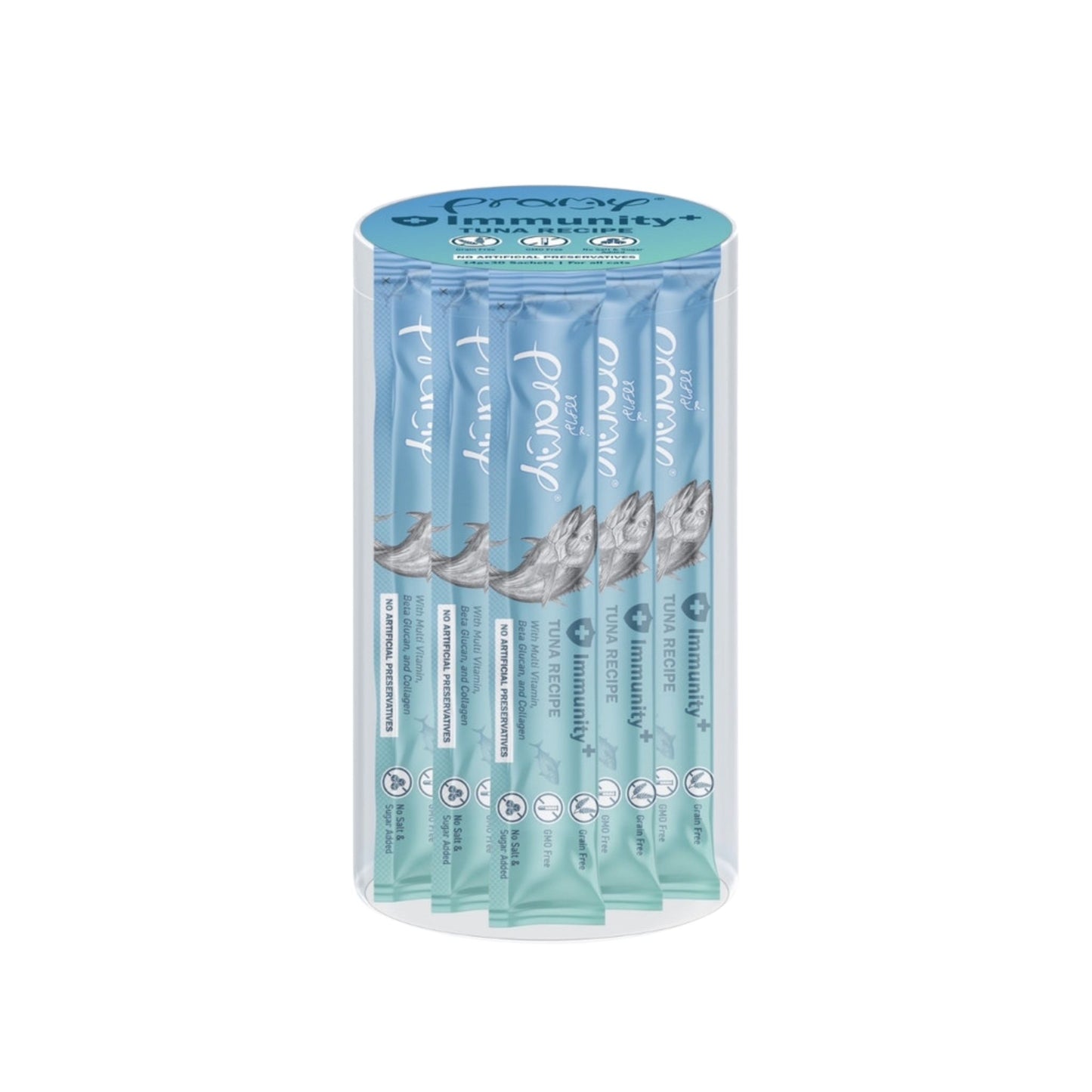 Pramy Smooties พรามี่ สมู้ทตี้ ขนมแมวเลียกระปุกใส Human Grade ขนาด 14g x 30 ซอง