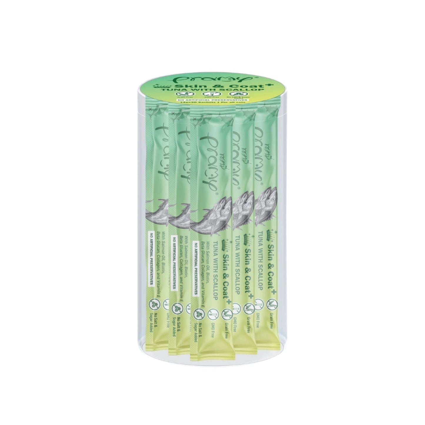 Pramy Smooties พรามี่ สมู้ทตี้ ขนมแมวเลียกระปุกใส Human Grade ขนาด 14g x 30 ซอง