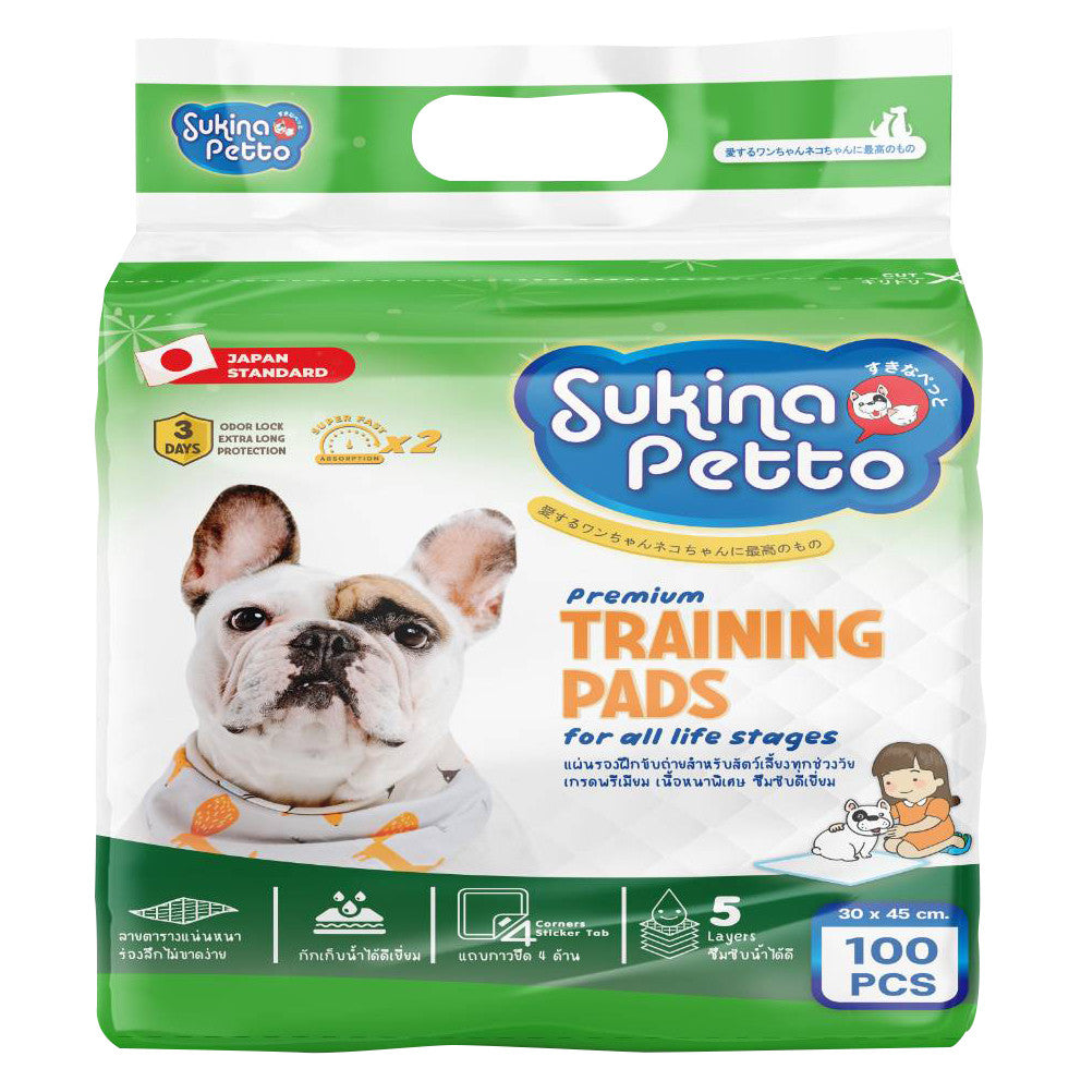 Sukina Petto แผ่นรองฉี่สุนัขเกรดพรีเมี่ยม แผ่นรอง 6 ชั้น 3 สูตร 3 ขนาด