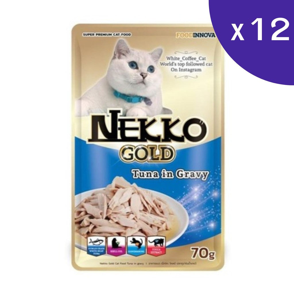 Nekko Gold อาหารแมวเปียกสำหรับแมว เกรด Premium ขนาด 70gx12