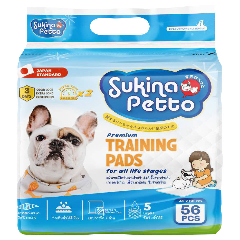 Sukina Petto แผ่นรองฉี่สุนัขเกรดพรีเมี่ยม แผ่นรอง 6 ชั้น 3 สูตร 3 ขนาด