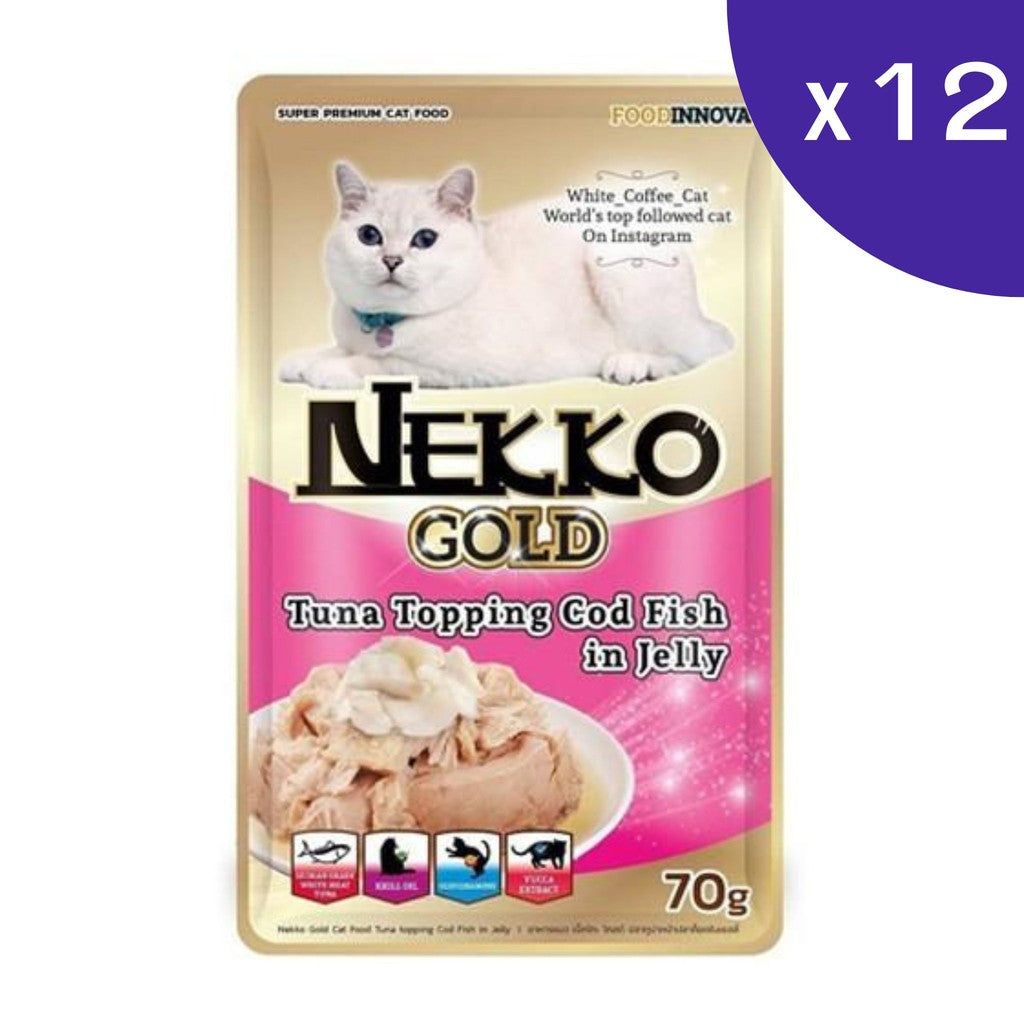 Nekko Gold อาหารแมวเปียกสำหรับแมว เกรด Premium ขนาด 70gx12
