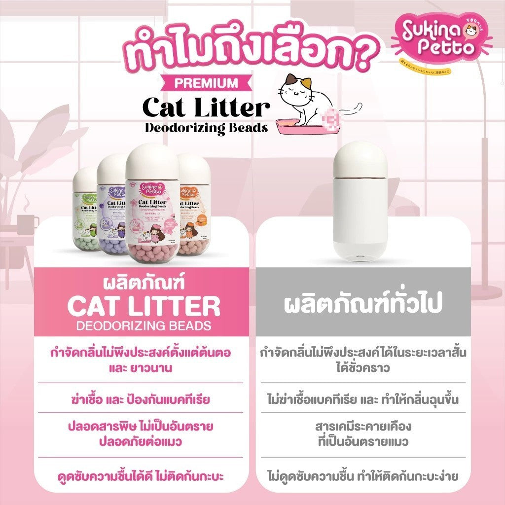 Sukina Petto ซุกินะ เพ็ทโตะ เม็ดหอมดับกลิ่นทรายแมว ขนาด 450ML