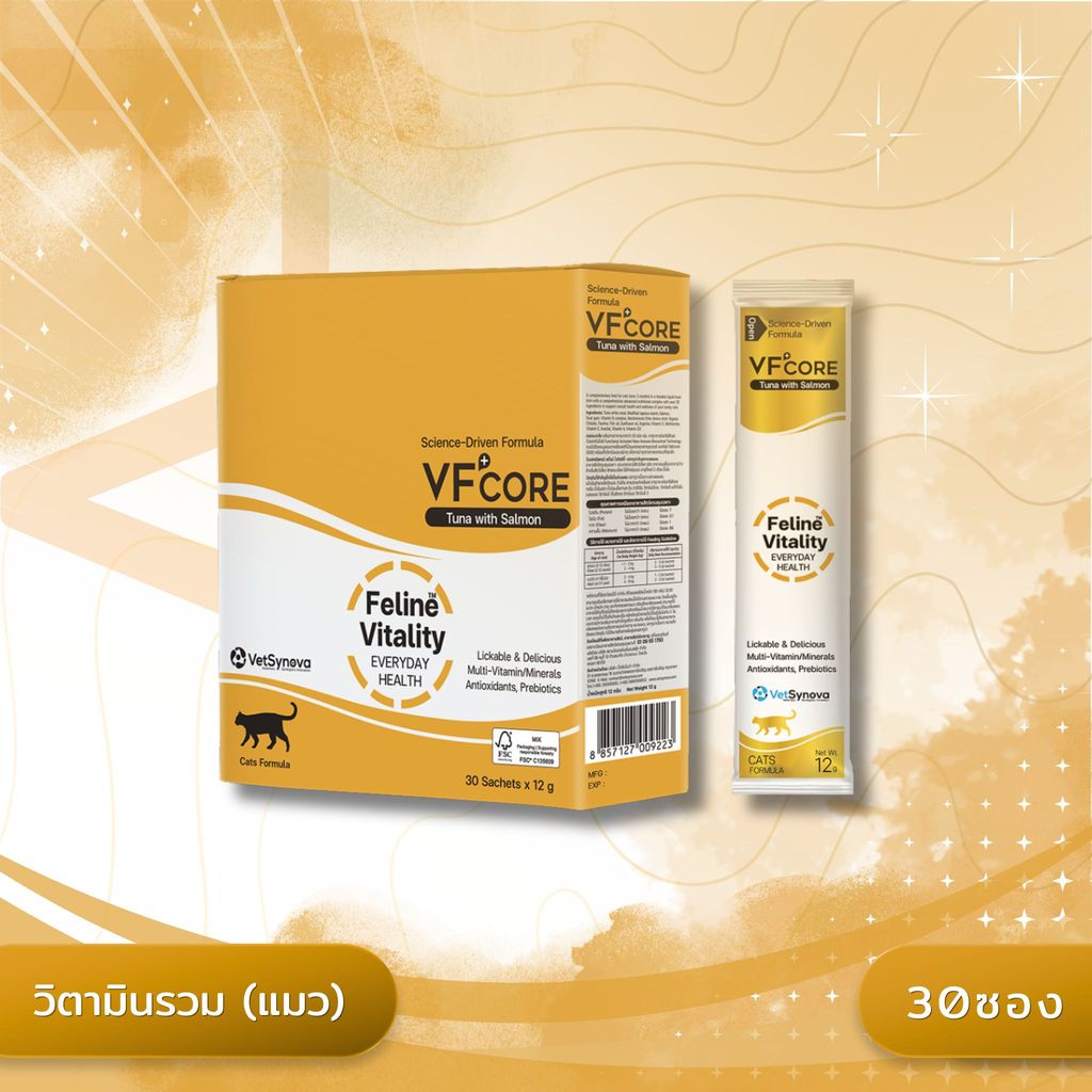 VFcore วีเอฟ คอร์ ขนมแมวเลียเสริมสร้างและบำรุงสุนัขและแมว ขนาด 12g x 30 ซอง