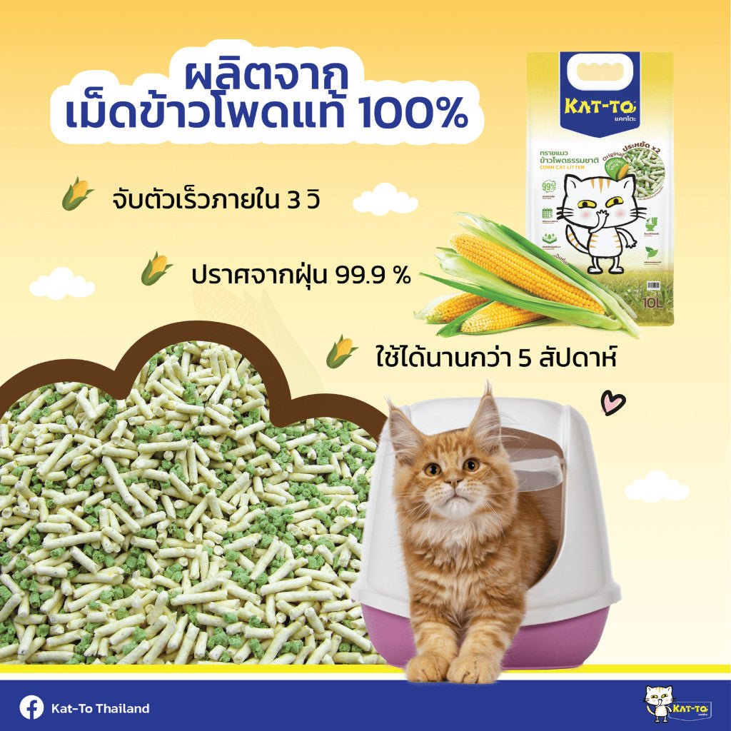 Katto Corn 10L แคทโตะ ทรายแมวข้าวโพด ขนาด 10 ลิตร