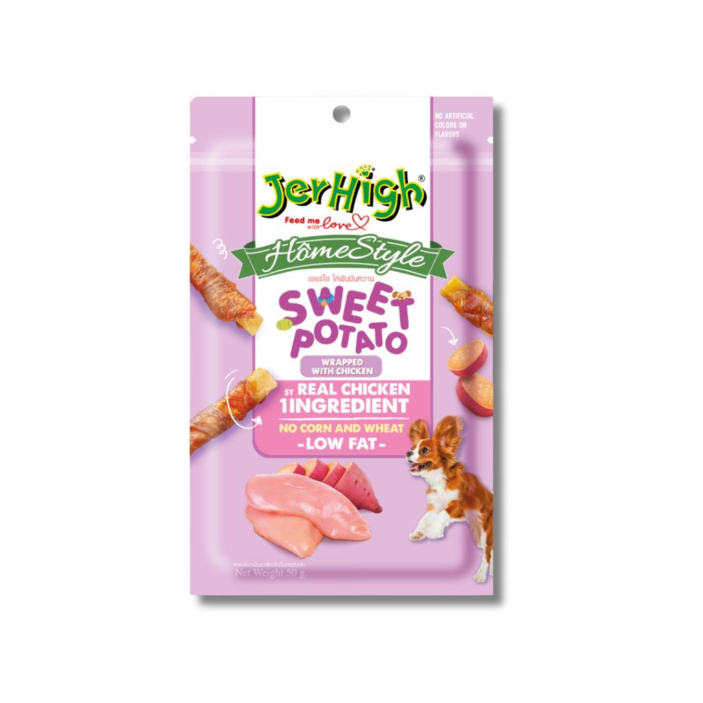 JerHigh Homestyle โฮมสไตล์ ขนมสุนัขทุกวัย ขนมฝึกสุนัข บำรุงกล้ามเนื้อ แบบซอง 50 g