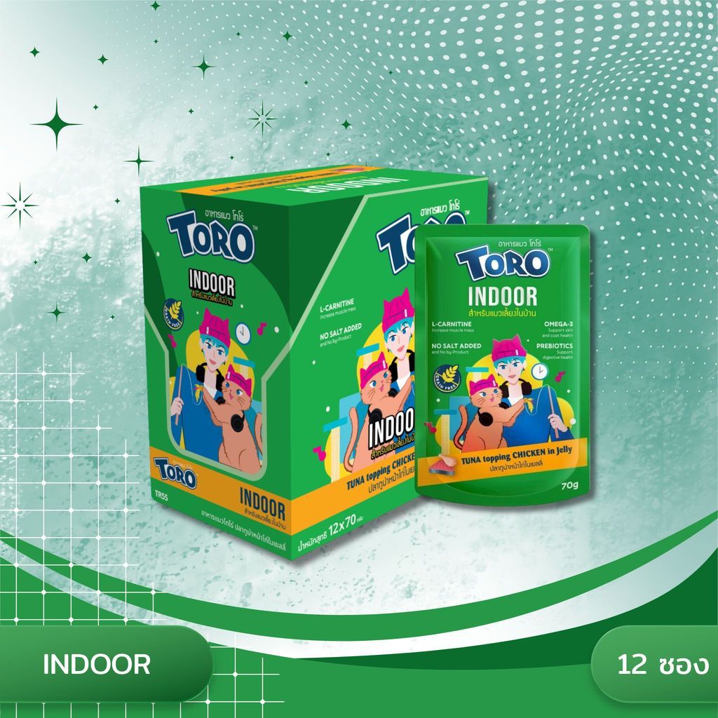 Toro Pouch อาหารเปียกพรีเมียม ทำจากปลาทูน่าเนื้้อขาว ขนาด 70g. ยกโหล 12 ซอง