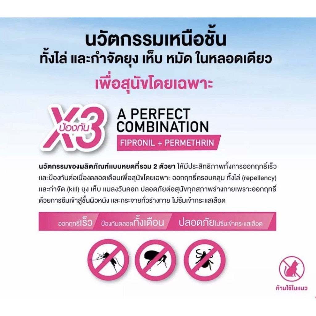 Frontline TRI-ACT ยาหยอดกำจัดเห็บหมัด ป้องกันยุง สำหรับสุนัข หลายขนาด