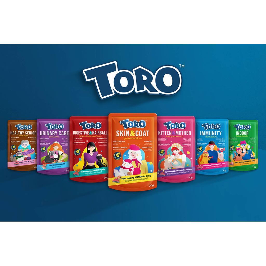 Toro Pouch อาหารเปียกพรีเมียม ทำจากปลาทูน่าเนื้้อขาว ขนาด 70g. ยกโหล 12 ซอง