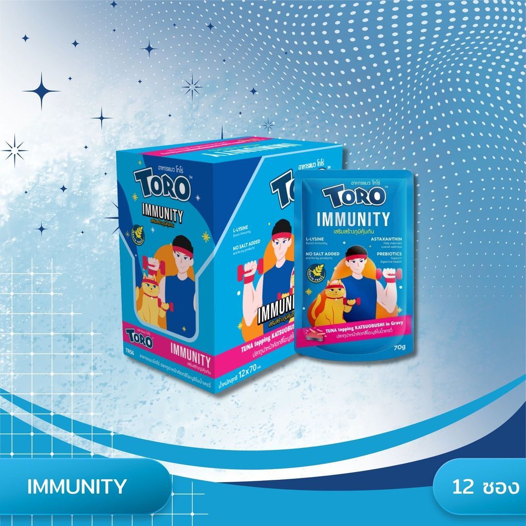 Toro Pouch อาหารเปียกพรีเมียม ทำจากปลาทูน่าเนื้้อขาว ขนาด 70g. ยกโหล 12 ซอง