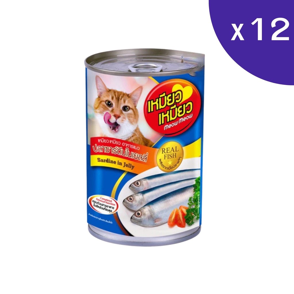 Meow Meow เหมียว เหมียว อาหารแมวแบบเปียก กระป๋อง 400g x 12
