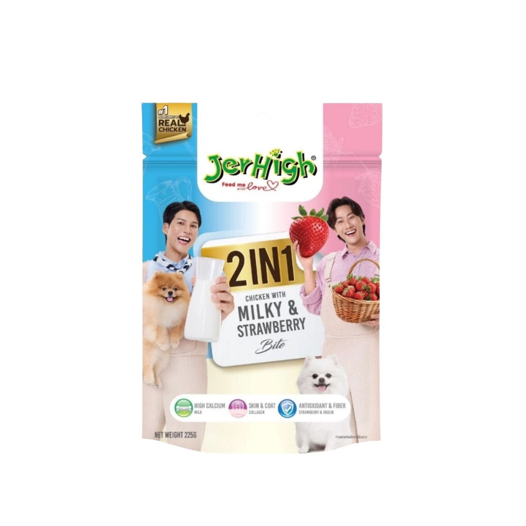 Jerhigh 2in1 เจอร์ไฮ ขนมสุนัข ทูอินวันสติ้ก 2 รสใน1ห่อ 225g