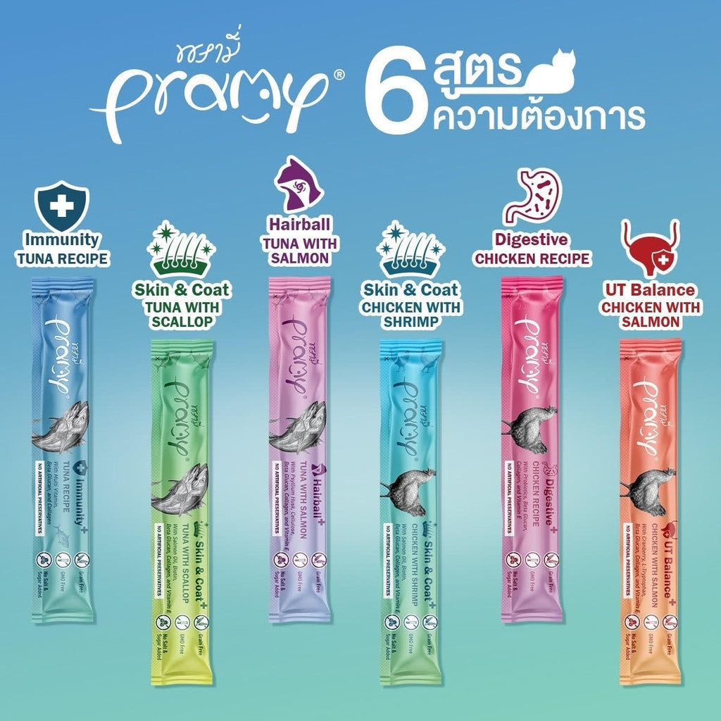 Pramy Smooties พรามี่ สมู้ทตี้ ขนมแมวเลียกระปุกใส Human Grade ขนาด 14g x 36 ซอง