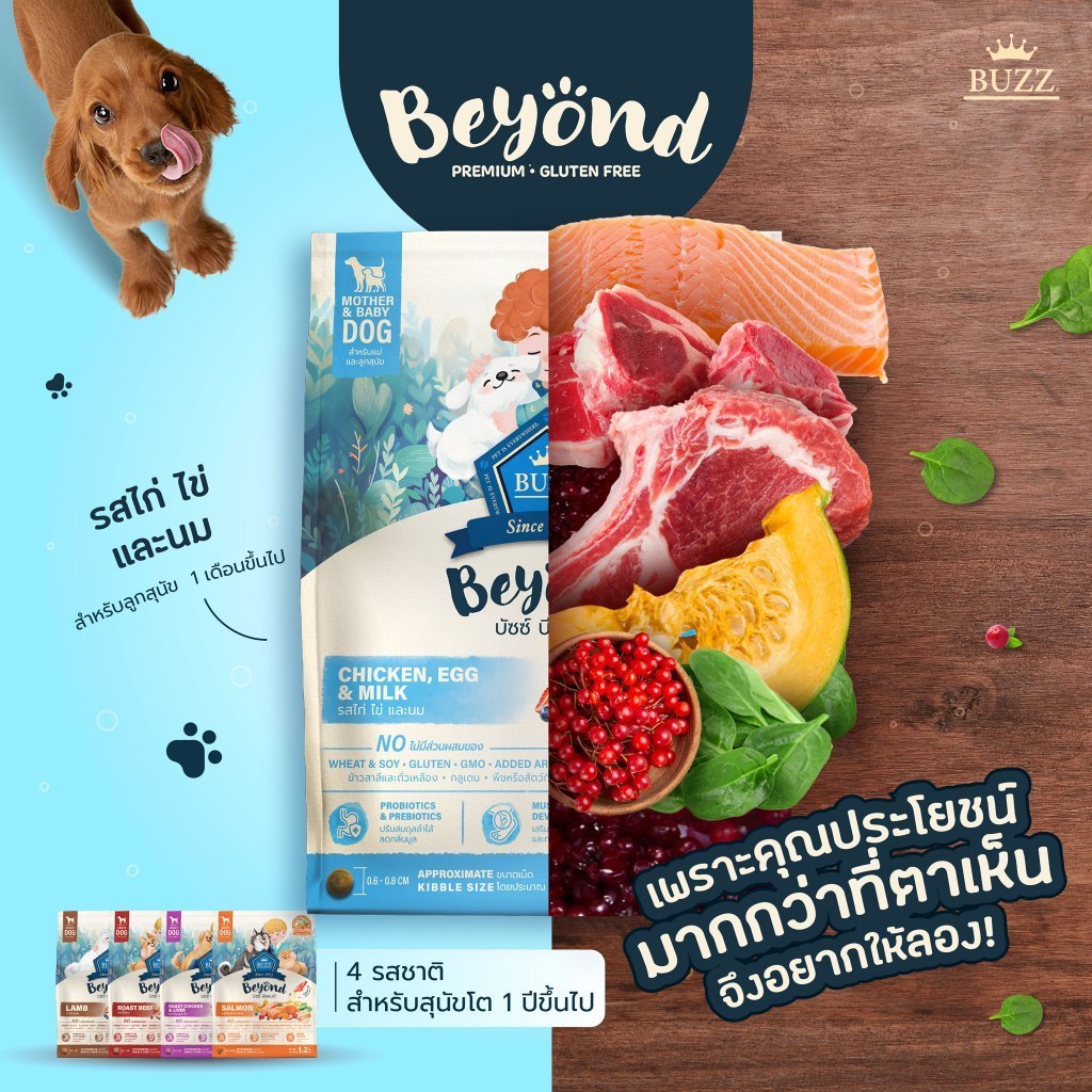 Buzz Beyond Dog อาหารเม็ดสุนัข เกรดพรีเมี่ยม  ยกกระสอบ ขนาด 7-10 kg