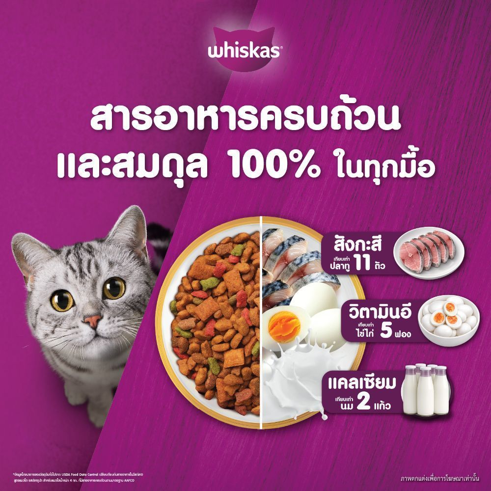 Whiskas Pockets วิสกัส พ็อกเก็ตส์ อาหารสำหรับแมว ขนาด 6.5 กก. / 7 กก.