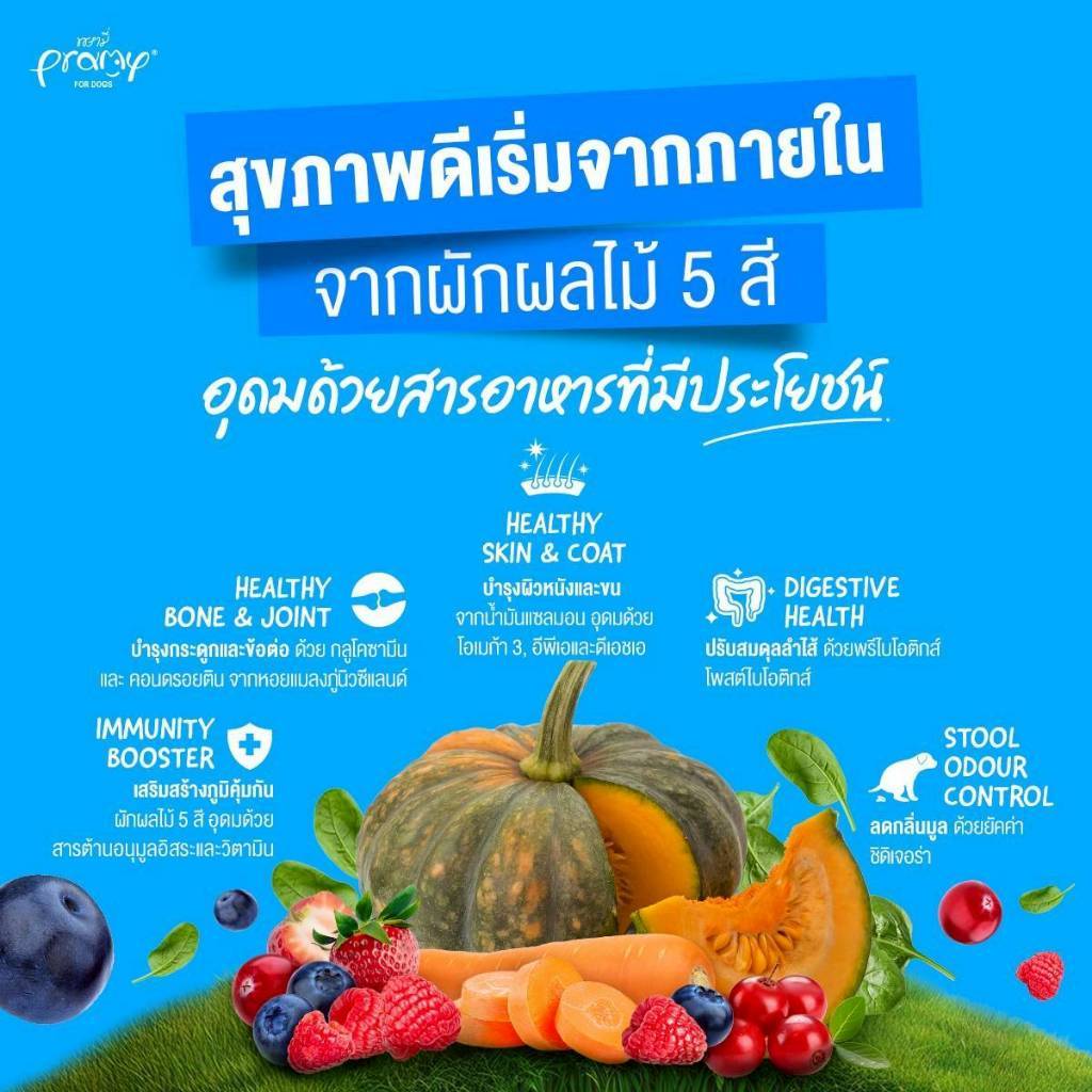 Pramy พรามี่ อาหารเม็ดสุนัข เกรดพรีเมียม โปรตีนสูง เสริมสร้างสุขภาพแบบรอบด้าน ขนาด 1 - 1.3kg