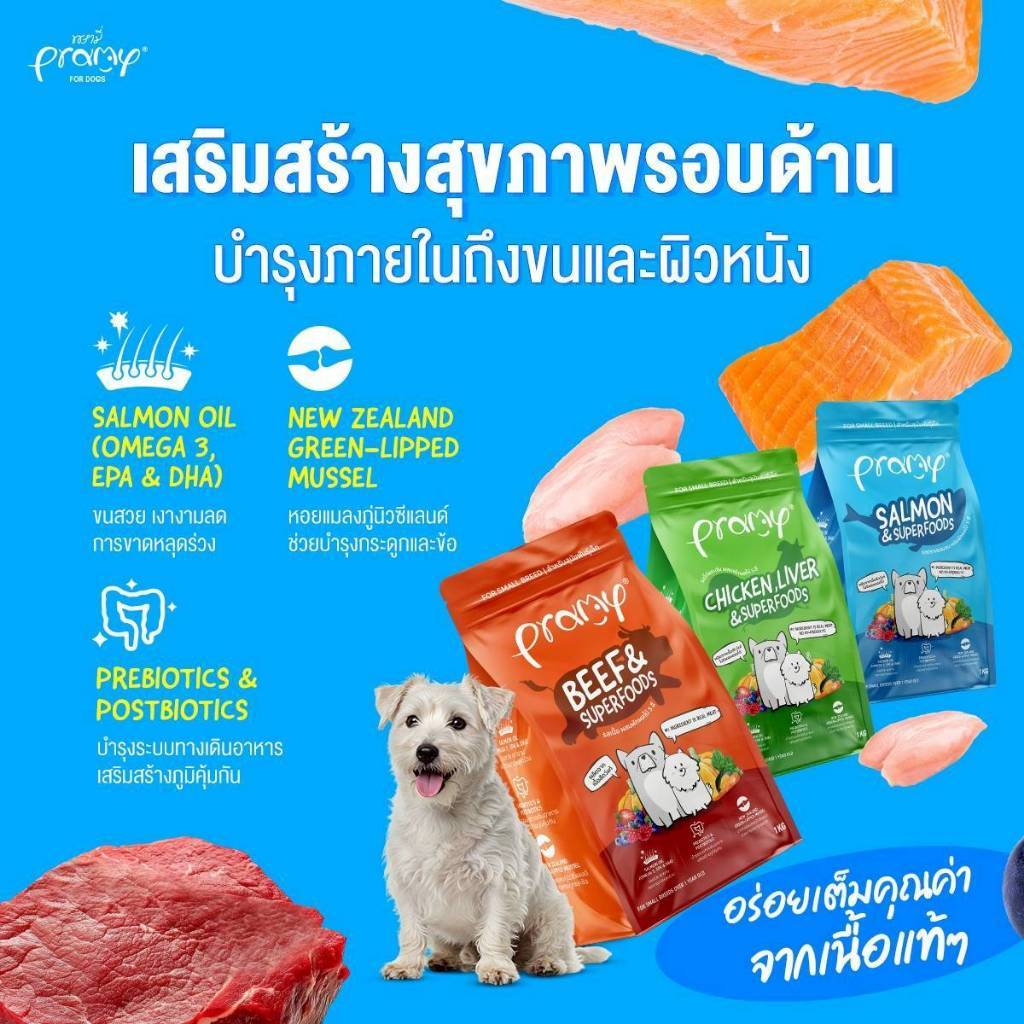 Pramy พรามี่ อาหารเม็ดสุนัข เกรดพรีเมียม โปรตีนสูง เสริมสร้างสุขภาพแบบรอบด้าน ขนาด 1 - 1.3kg