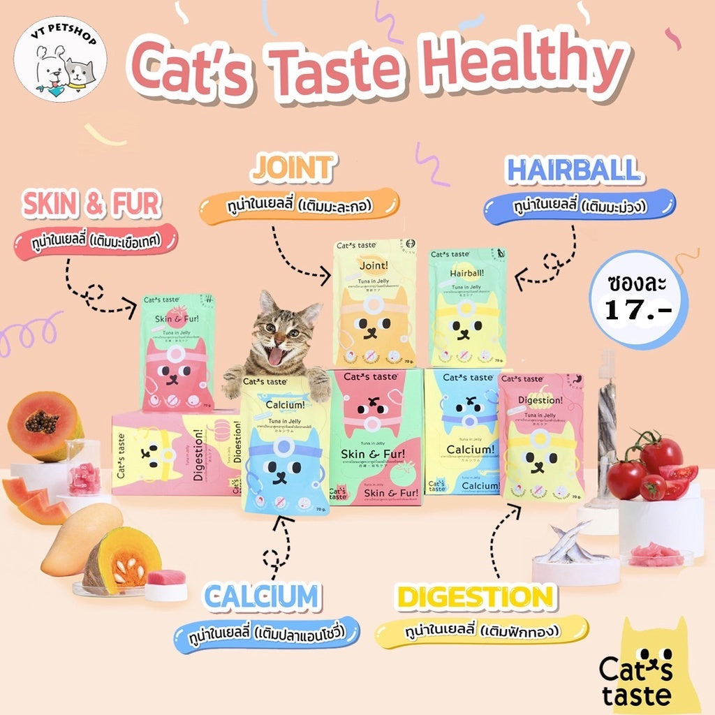 Cat's Taste Healthy อาหารเปียกแมว ไม่ใส่โซเดียม 70g x 12 ซอง