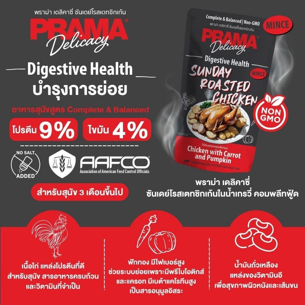 Prama อาหารเปียกสุนัข สูตร Complete & Balanced โปรตีนสูง ช่วยบำรุงสุขภาพ แบบกล่อง 120g x 12 ซอง