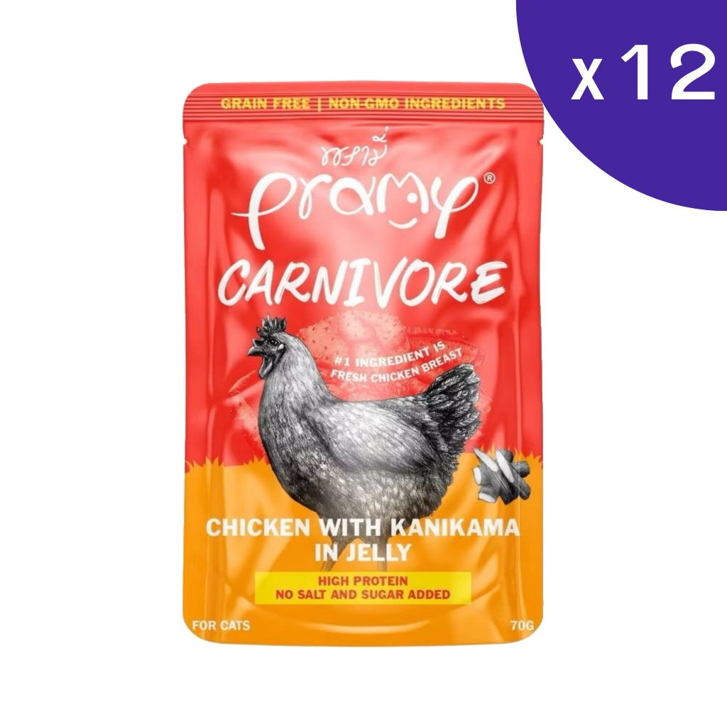 Pramy Carnivore พรามี่คานิวอร์ อาหารเปียกแมว แบบกล่อง 70g x 12 ซอง