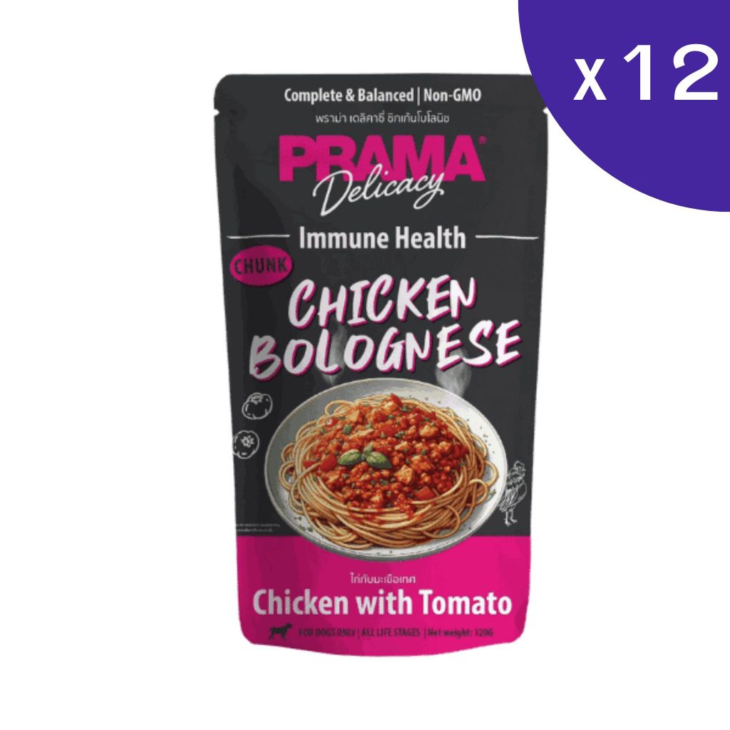 Prama อาหารเปียกสุนัข สูตร Complete & Balanced โปรตีนสูง ช่วยบำรุงสุขภาพ แบบกล่อง 120g x 12 ซอง