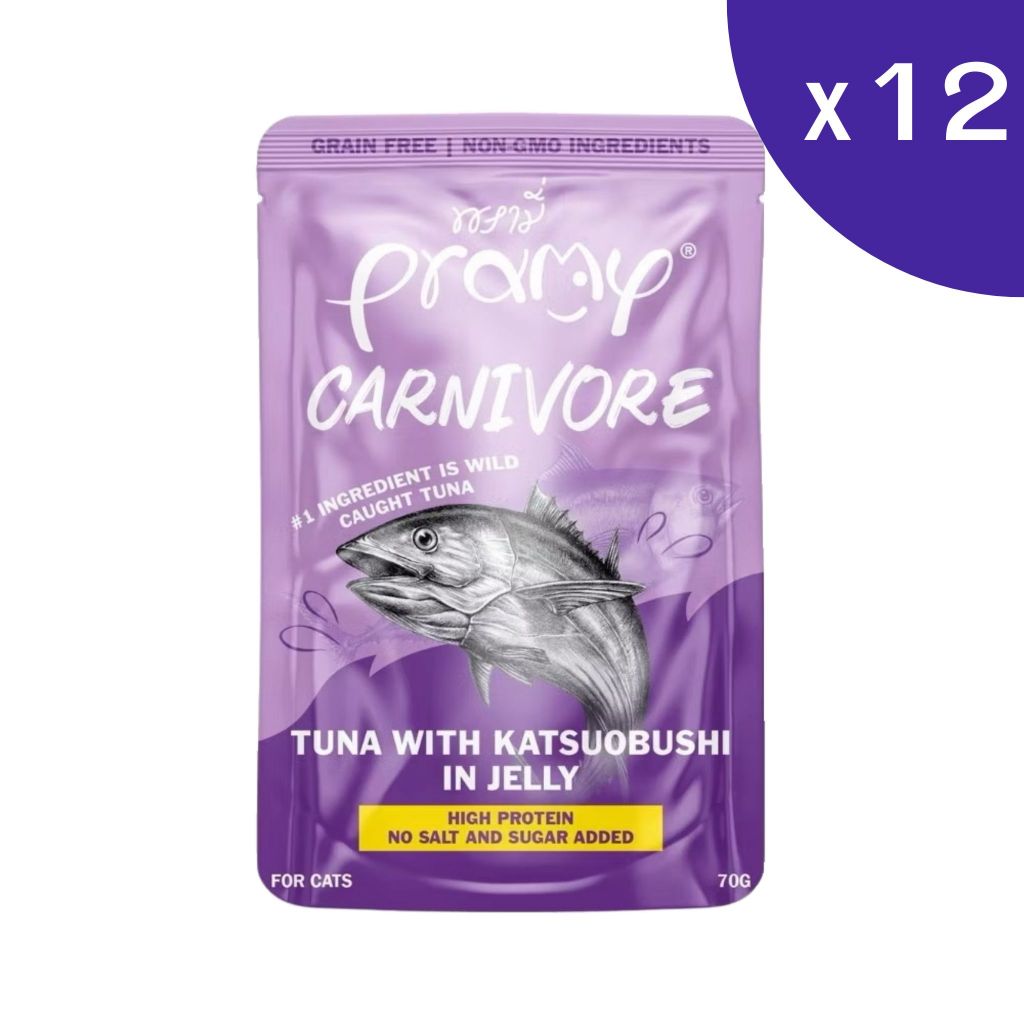 Pramy Carnivore พรามี่คานิวอร์ อาหารเปียกแมว แบบกล่อง 70g x 12 ซอง