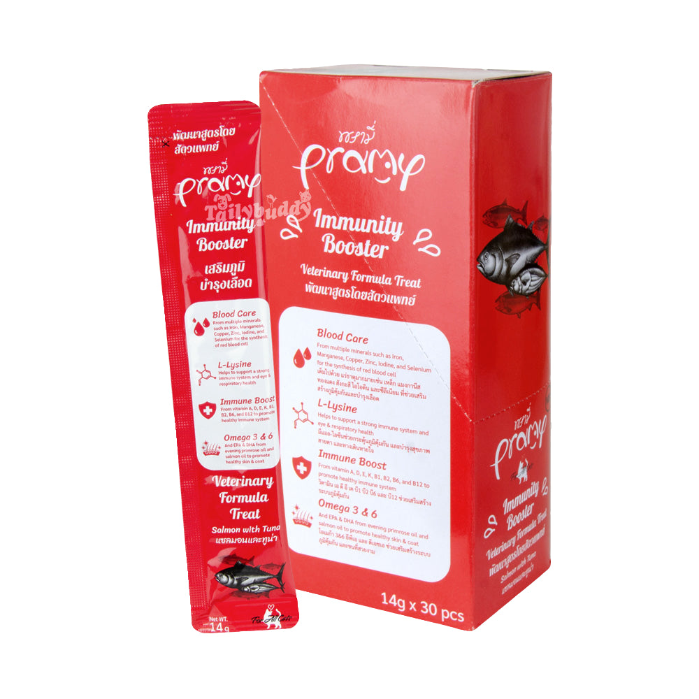 Pramy ขนมแมวเลีย บำรุงสุขภาพ แบบกล่อง 14g x 30 ซอง